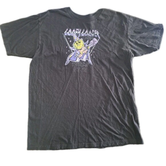 Goofy Goober Rock Black Graphic T-Shirt Men’s Large World Tour SpongeBob Movie - Picture 1 of 6